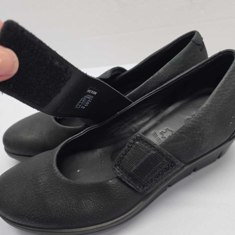 ECCO Felicia Black Leather Mary Jane Wedge Shoes 28604302001 Size 38 US 7-7.5 - Picture 6 of 10